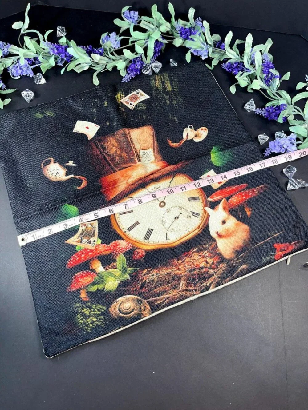 Alice Wonderland Accent Pillowcase Clock Rabbit Throw Pillow Cushion Cover Decor